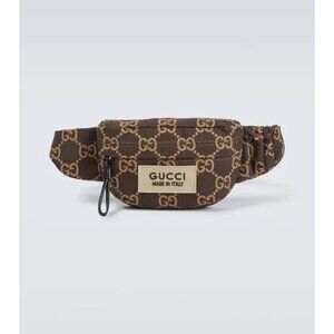 New GUCCI GG Logo Large Belt Bag Ebony Brown 100% Authentic